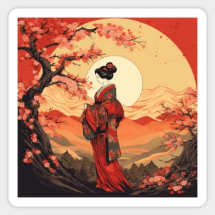 Elegant Geisha Art - Japanese Culture and Tradition Inspired Design Sticker